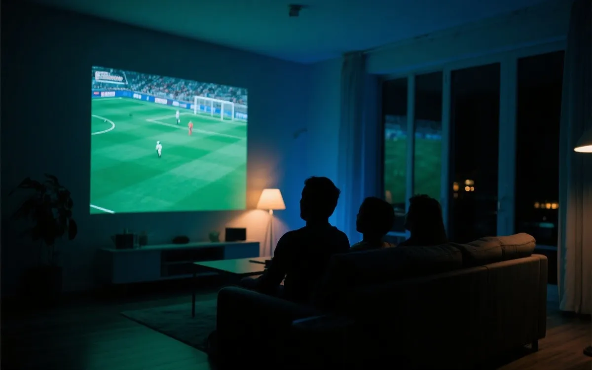 世界杯强强对话夜间观赛氛围图